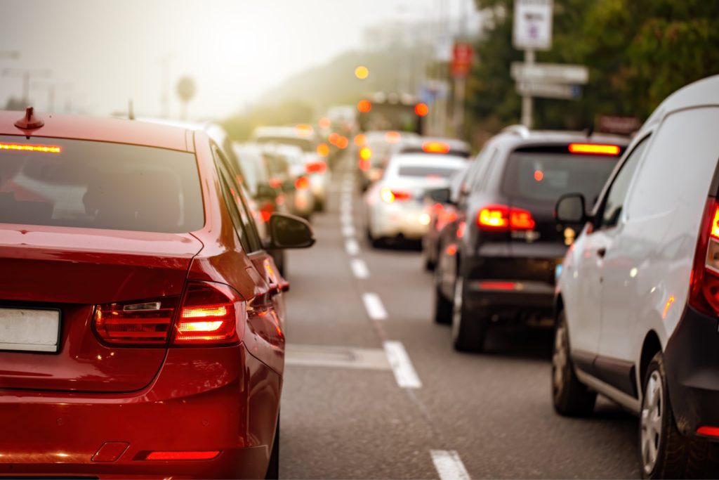 Cars stuck in traffic jam