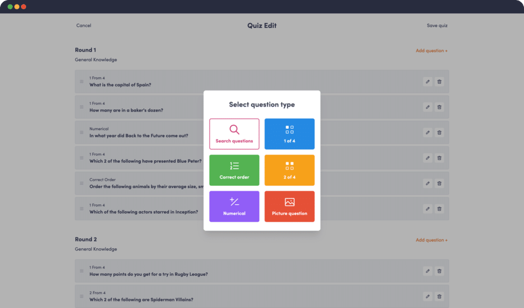 Online quiz maker for KwizzBit Online quiz builder