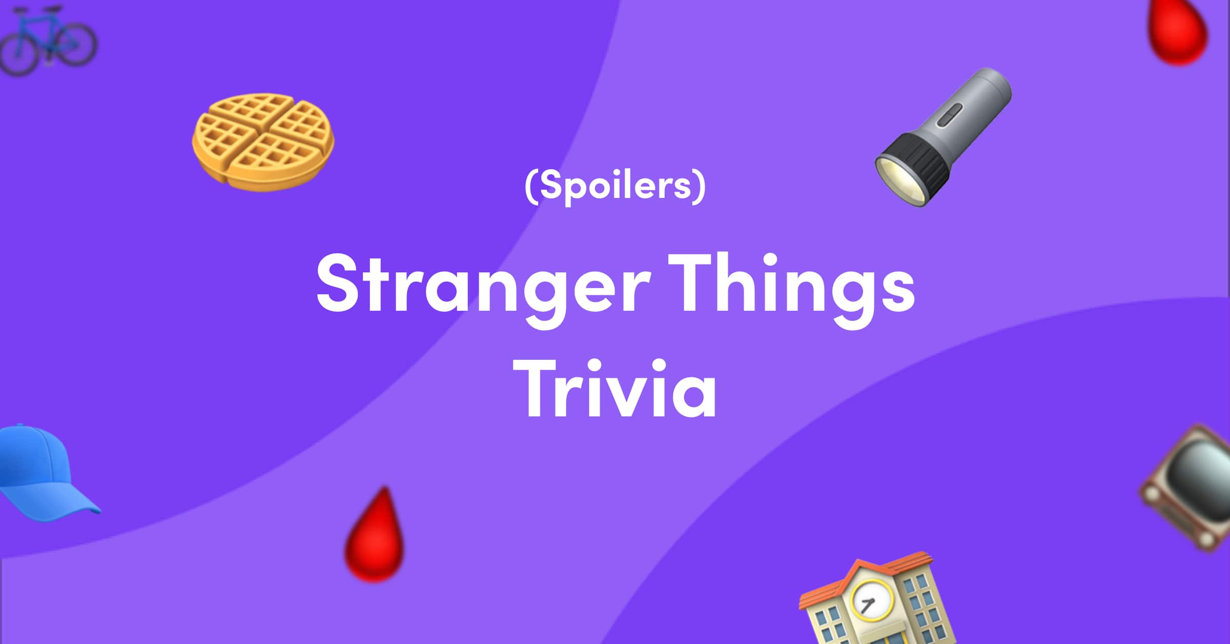 emojis on purple background for stranger things quiz questions and answers with spoilers