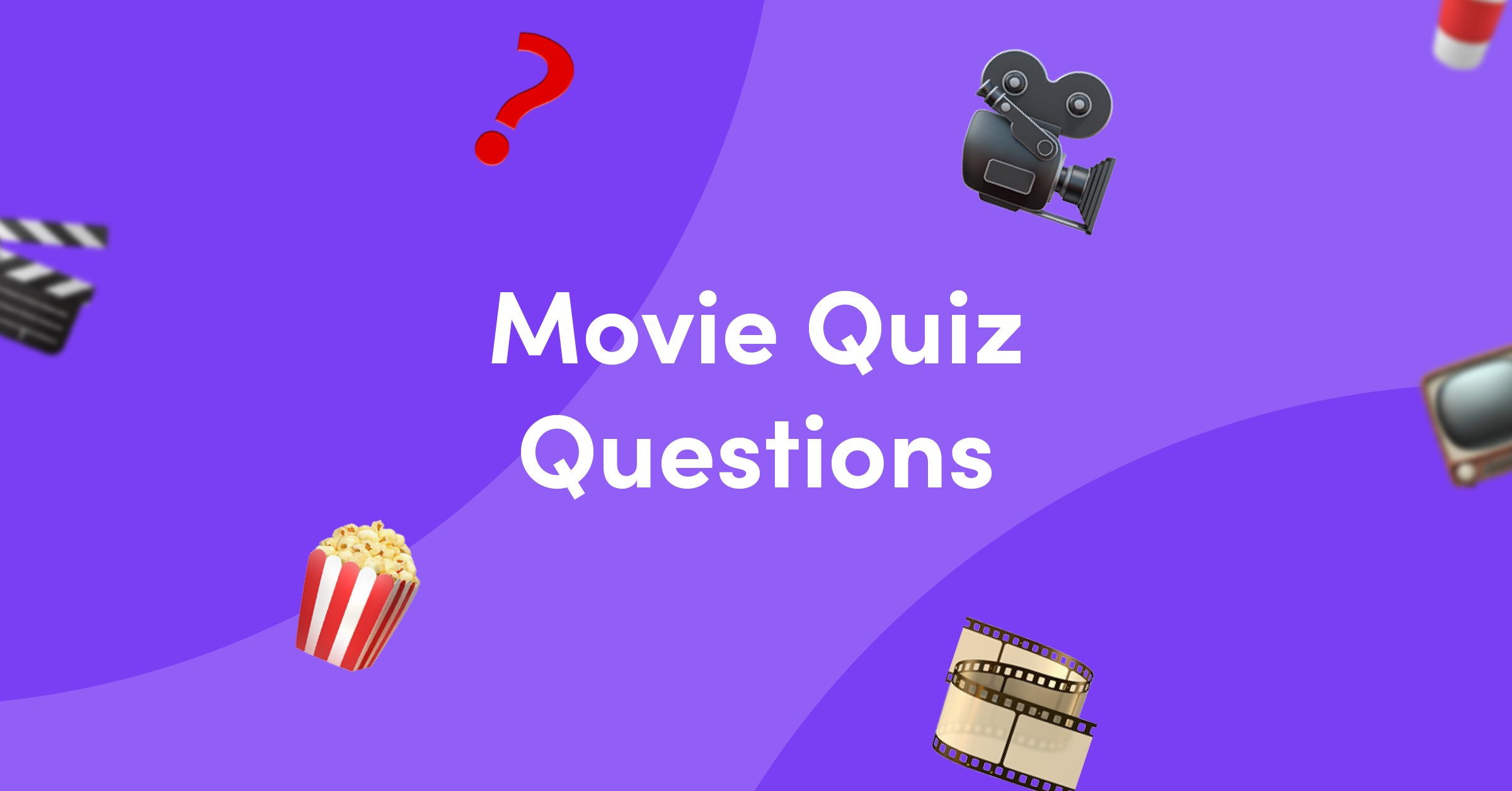 Emojis on purple background for movie quiz questions and answers