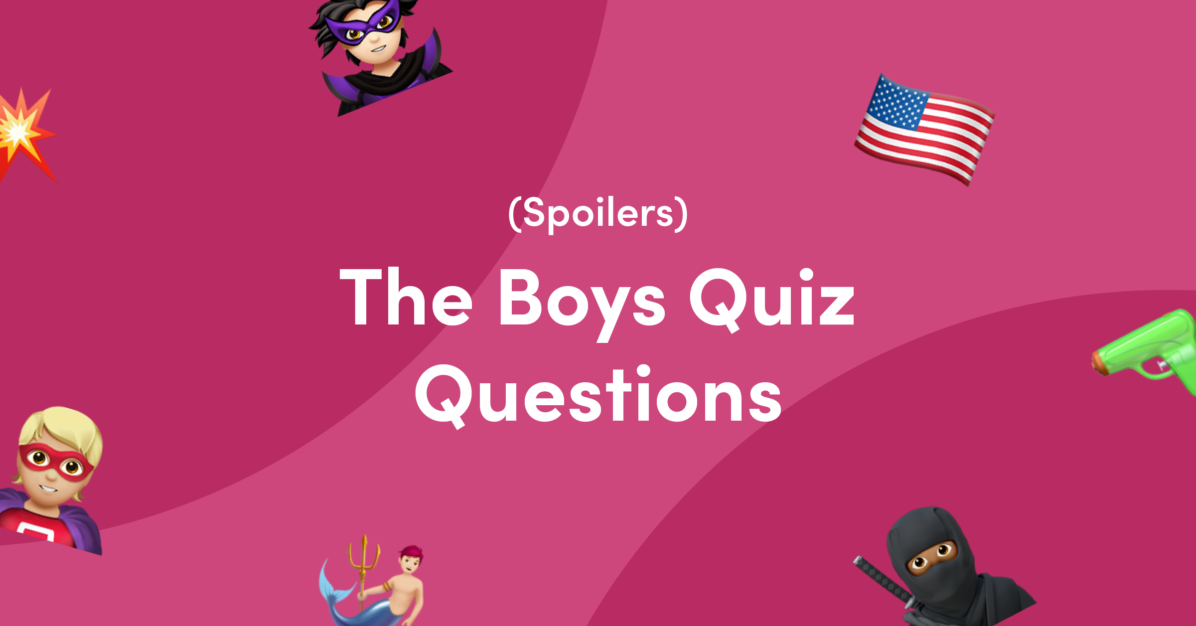 Emojis on pink background for The Boys quiz questions and answers
