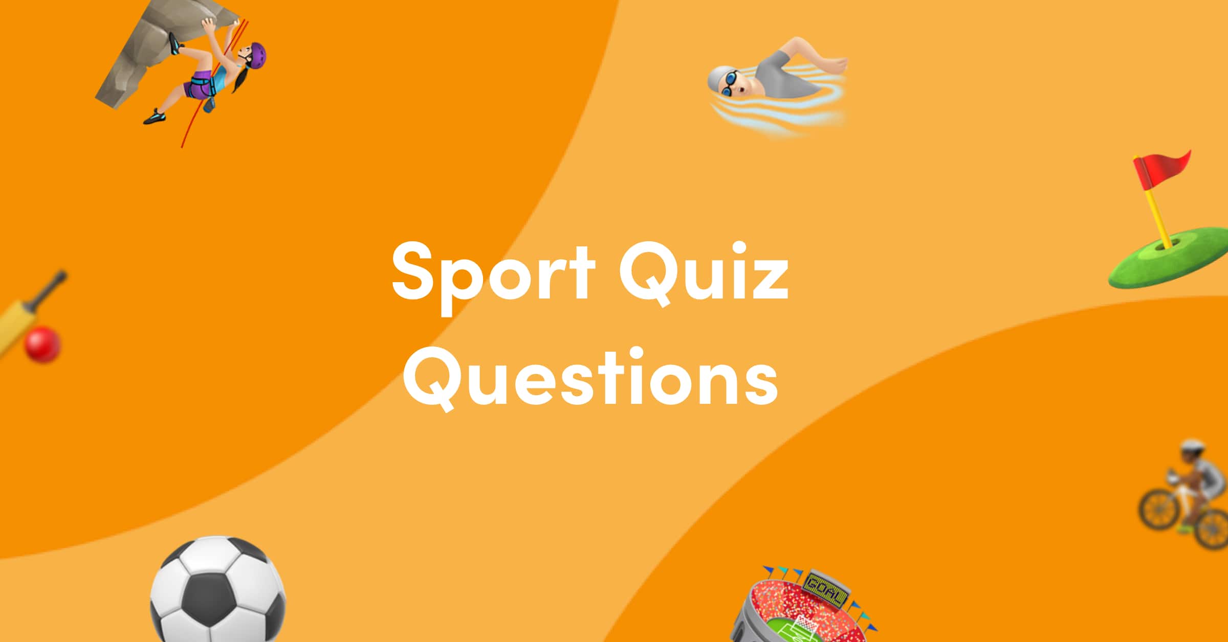 Emojis on orange background for sport quiz questions and answers