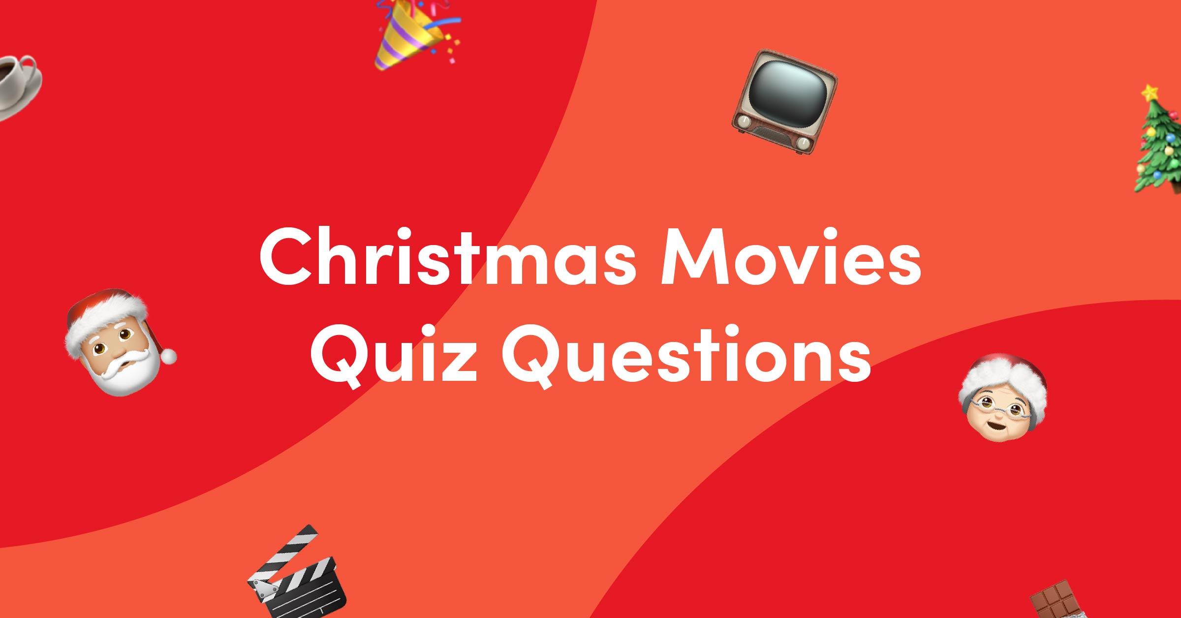 Emojis on red background for Christmas Movies quiz questions and answers