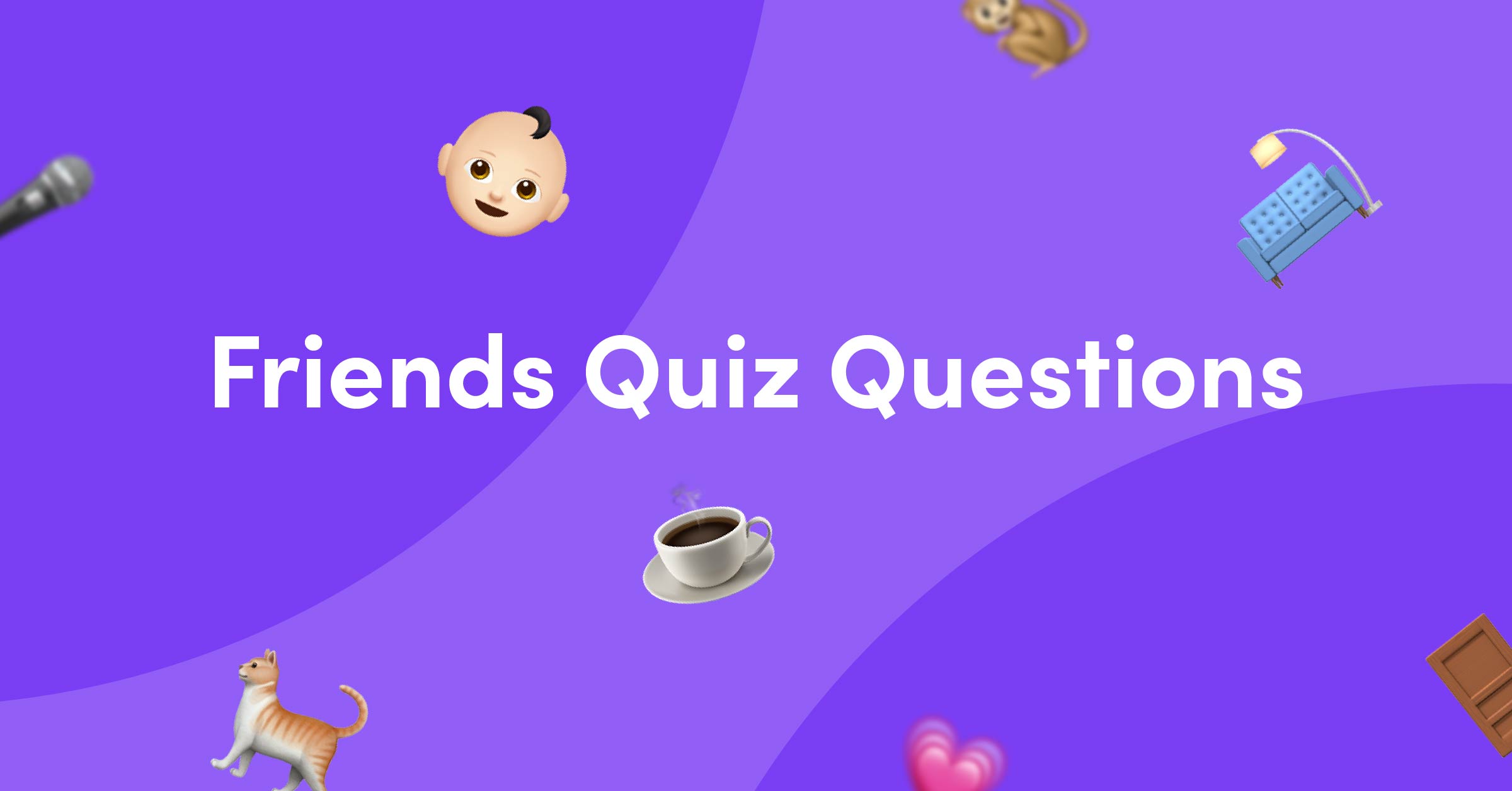 Emojis for Friends TV show on purple background for Friends quiz questions and answers